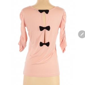 TopStudio Open Back Bow Soft Stretch Top SZ M